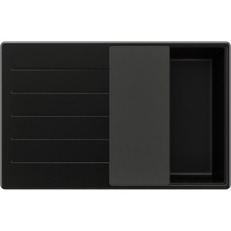 PRIMAGRAN Evier Cuisine en Granit 78x50cm,Lavabo 1 bac + Kit de Vidage + Planche à Découper, Évier à Encastrer au meuble 50cm - Copenhague, Tout Noir (1/5)