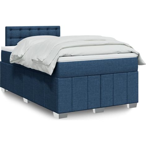 Boxspringbett mit Matratze Blau 120x200 cm Stoff