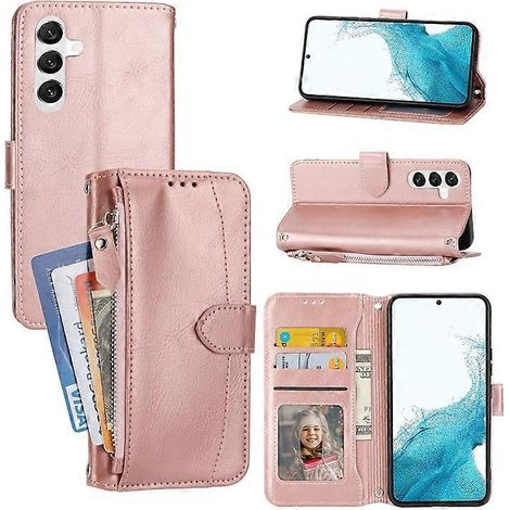 Compatible pour Samsung Galaxy A55 5G Fermeture éclair en cuir Étui Portefeuille Couverture de téléphone avec 2 sangles (1/5)