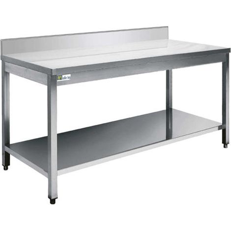 Table inox avec dosseret et tablette inférieure - série 700 - long. 2300 mm - AFI COLLIN-LUCY