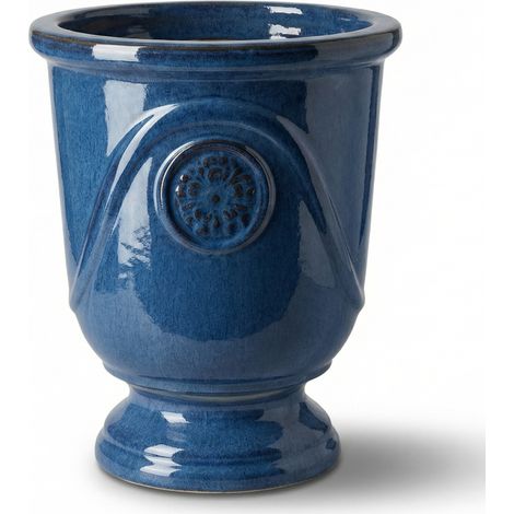 Provencelia Blumentopf Moliere Ø24 cm Höhe 30 cm frostbeständig, keramisch, handgefertigt, Antikblau