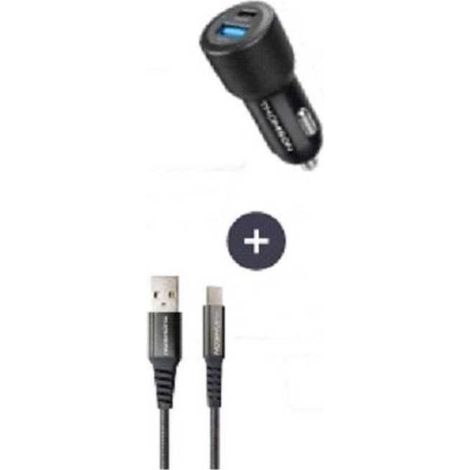 Charger + cable pack - THOMSON - 60 W car charger - USB-A to C 3A cable - length 1.5 m (1/2)