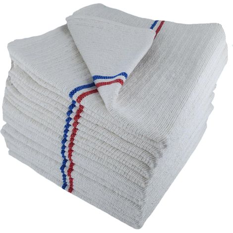 Lot de 10 serpillières gaufrées Blanches FABRIQUÉE en France résistance exceptionnelle- 60x100 découpable en 60x50. Polyvalentes pour Laver, Nettoyer, essuyer, éponger Tous Types de Sol