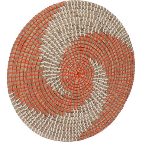 Gewebter Wandkorb 40 cm, handgefertigte dekorative Schale aus Seegras, vielseitiges Design mit Haken, hängende Wanddekoration für das Wohnzimmer (1/5)