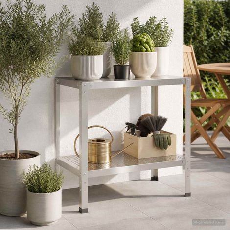 vidaXL Mesa de trasplante 80 x 50 x 80 cm Acero inoxidable Plateado (1/5)