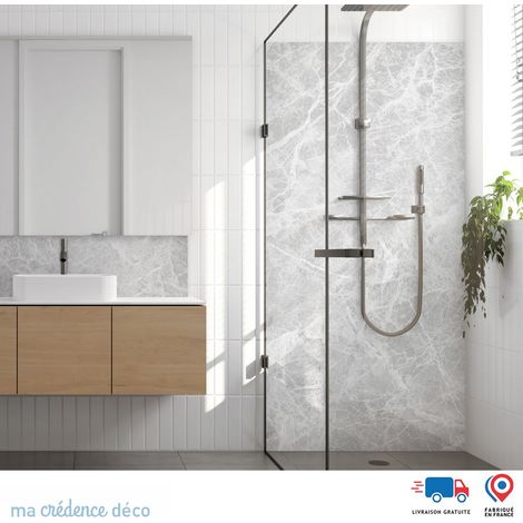 Panneau de douche : Marbre de Manarola - Couleur Gris platine - Alu composite - 90 - 245 (1/3)