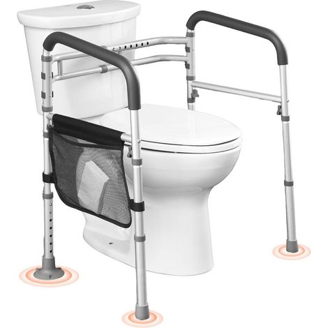 Cadre de Toilette Pliable Barre d'Appui WC Réglable Hauteur Largeur Charge 136 kg Aluminium PMR FBL900631 (1/5)