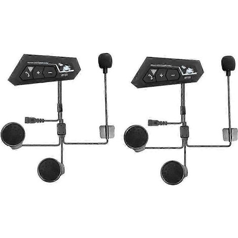 2 oreillettes Bluetooth 5.0 pour casque de moto, intercom universel avec réduction de bruit CNC BT22, étanches et rechargeables. (1/5)
