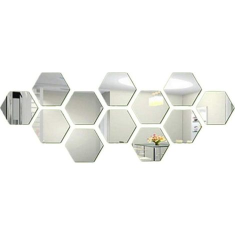 Miroir Mural Autocollant Hexagonal - 12 Pièces - En Acrylique Réfléchissant - Pour Décoration Salle De Séjour Chambre - Facile À Poser Et Retirer (1/5)