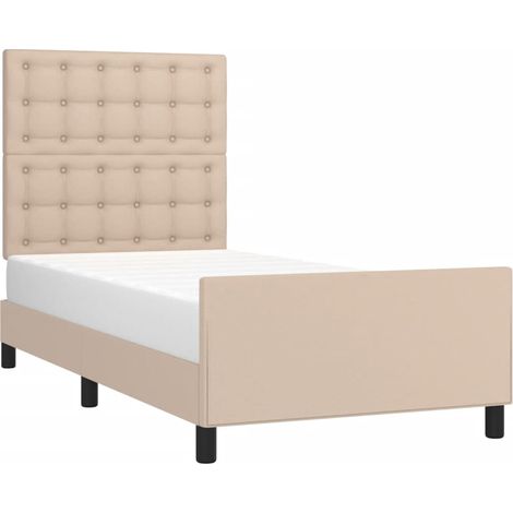 Estructura cama sin colchón cuero sintético capuchino 100x200cm vidaXL (1/5)
