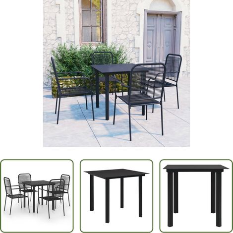 vidaXL Ensemble de jardin - Ensemble à manger de jardin 5 pcs noir verre et acier (1/5)