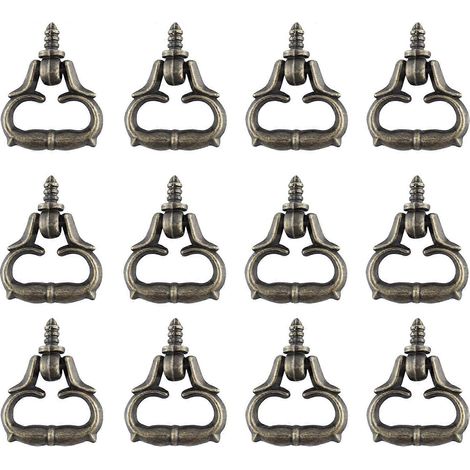 Poignées anneaux mini lot de 12 (23 x 22 mm) poignées autotaraudeuses alliage de zinc pour tiroirs placards boîtes à bijoux coffrets cadeaux (1/5)