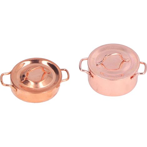2 pièces Casserole Alliage 1:12 Maison de Poupée Miniature Accessoire Cuisine Décoration Cadeau (1/5)