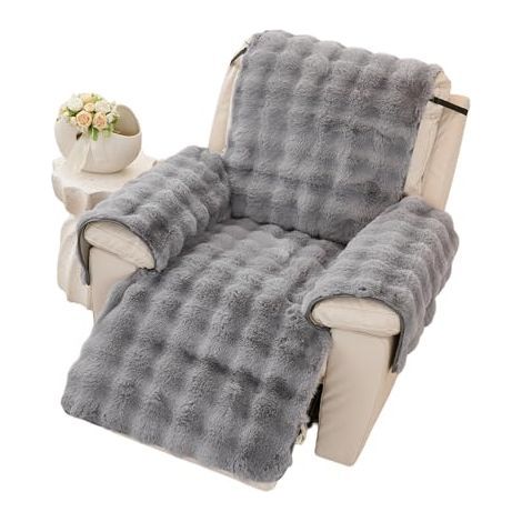 [JAMAIS UTILISÉ] Housse de fauteuil en peluche douce, coussin de fauteuil, housses d'accoudoirs, nouvelle housse de fauteuil antidérapante, housse de fauteuil inclinable en fausse fourrure moelleuse ( (1/5)