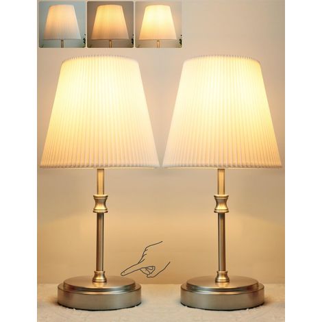 1 Lampe De Chevet Tactile, Dimmable 3 Niveaux, Abat-Jour En Tissu, Base Imitation Bois, Pour Salon, Chambre (1/5)