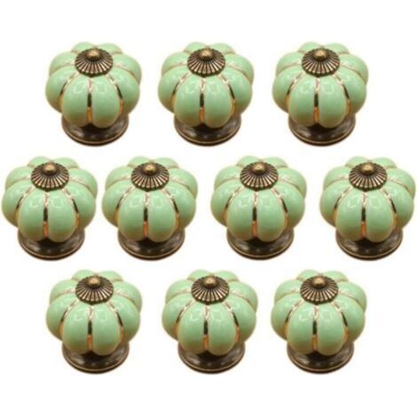 (Green) 10 Pcs Ceramic Drawer Knobs Furniture Handle for Kitchen Drawers and Cabinets (1/5)