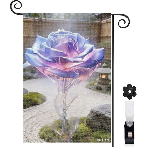 Drapeau de jardin rose magique bleue violette 30 x 45 cm décoration extérieure jardin (1/5)