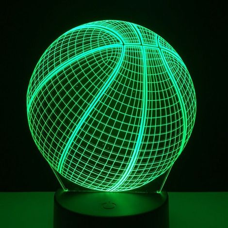 Veilleuse Basketball 3D Lampe Optique Illusion pour Enfant, Lampe de Nuit pour Chevet Table avec Télécommande 16 Couls Changeantes, Cadeaux d'Anniversaire Noël pour Garçons Filles (1/5)