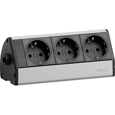 EVOline 93000403 Steckdosenleiste  Schwarz, Silber Schutzkontakt 1 St.
