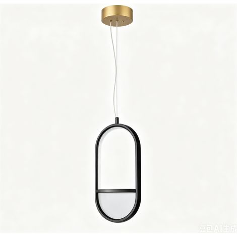 Plafonnier ovale luxe aluminium noir et or 13