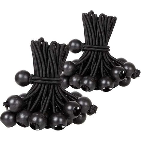 Tendeur Boule, Tendeur Elastique Noir, Tendeur Élastique pour Pavillon,Bâche,Camping,Tente,Rideaux Harnais d’Extension(30 Pièces Noir 300mm) (1/4)