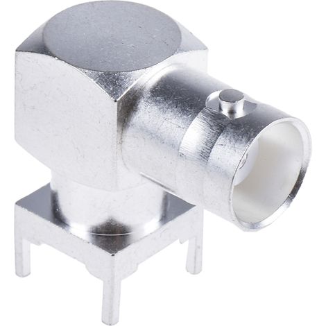 Connecteur coaxial RS PRO Femelle à angle droit, raccordement Traversant 50O Montage sur CI ( Prix pour 1 ) (1/3)