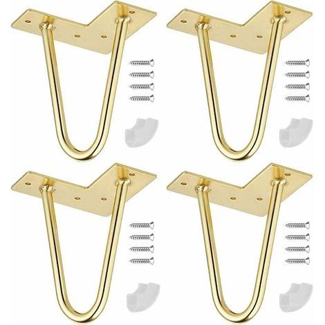 Pieds de Table en Epingle à Cheveux, 4 Pouces Pieds de Table en Métal Bricolage, (d'or) (1/4)