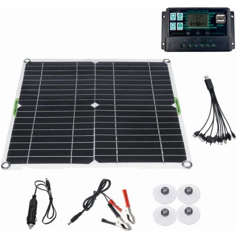 Pair Kit Panneau Solaire 80w 100a 12v Batterie Chargeur Contrôleur Caravane Bateau Extérieur