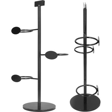 Porte-gobelets 3 trous, aspect noir, matériau fer, présentoir à tasses simple et élégant pour fêtes et restaurants (1/5)