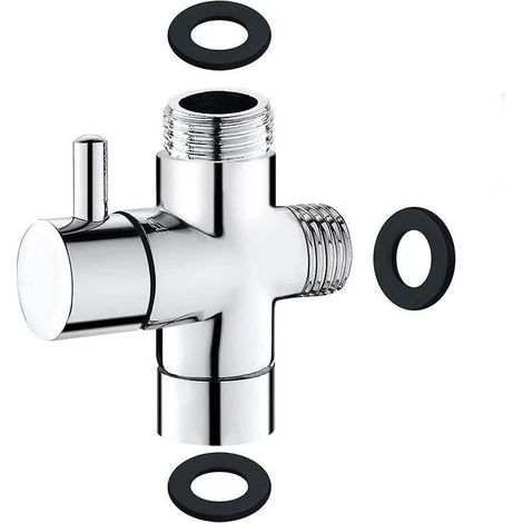 Vanne à 3 voies, laiton massif G1/2 douche à main composants de douche inverseur adaptateur système de douche pièce de rechange, chrome poli (1/5)