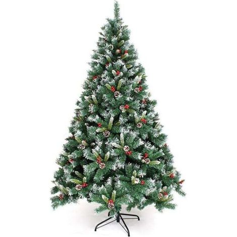 Albero di Natale artificiale da 1,5 metri, abete con base snodabile, non illuminato, con 450 rami e supporto in metallo pieghevole, per uso interno ed esterno, perfetto per Natale.