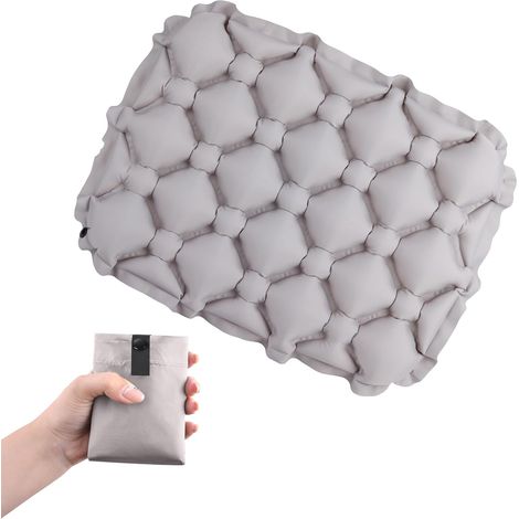 APEX Coussin de siège gonflable gris portable, compact et portable, un accessoire indispensable pour la randonnée et les voyages.