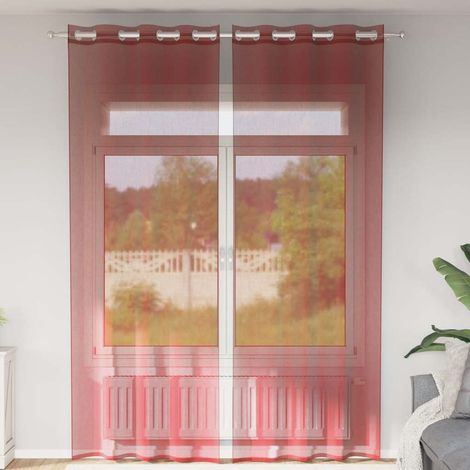Rideaux en voile avec œillets 2 pcs rouge bordeaux (1/5)