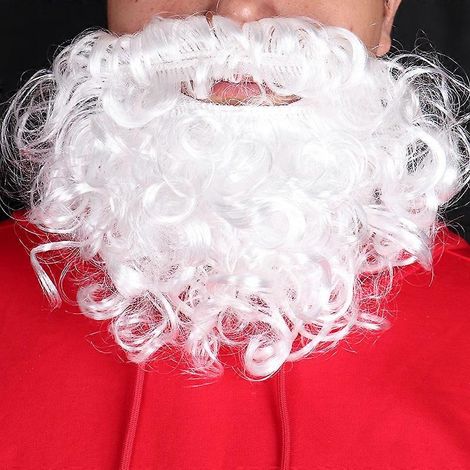 Mimigo Lot de 2 fausses barbes blanches de Père Noël pour adolescents et adultes, accessoires de spectacle pour fêtes de Noël (1/5)