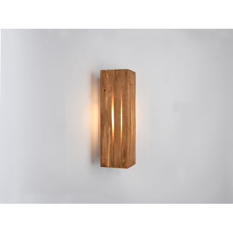 Dreieckige Wandleuchte KARUNI mit Naturholz, Höhe 30cm