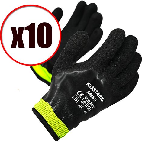 Lot de 10 paires de gants de travail anti coupure anti froid Rostaing EN388 EN511 Taille - Taille 10 (1/5)