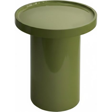 Table basse ronde 40 cm en MDF effet laqué vert olive
