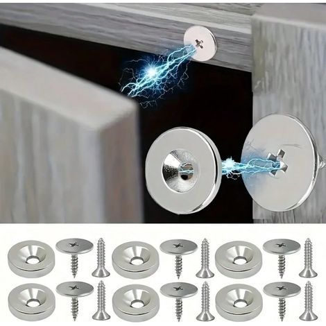 12 magnetische Möbeltürverschlüsse, magnetische Metallriegel, verdeckte Verschlüsse für Küchenglastüren, Möbel, Schränke, Schubladenschlösser (4 Sets) (1/5)