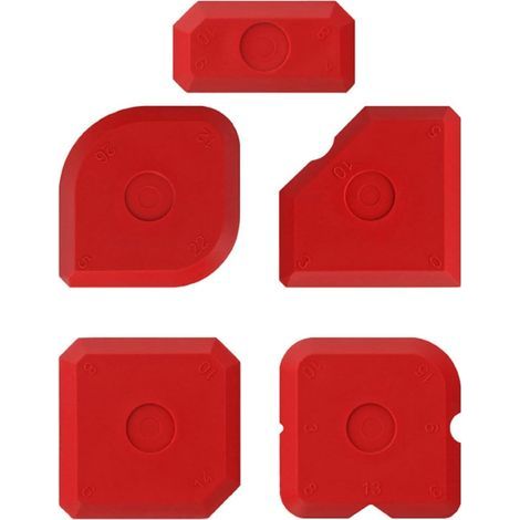 Ensemble de 5 lisseurs à joints rouges - ensemble d'outils de calfeutrage avec différentes formes - par ex. lisseurs pour joints en silicone et acrylique (1/5)