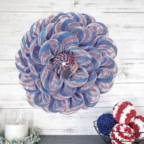 Couronne du 4 juillet, couronne de la fête nationale américaine pour la porte d'entrée, couronne du jour de l'indépendance, couronne drapeau américain (1/4)