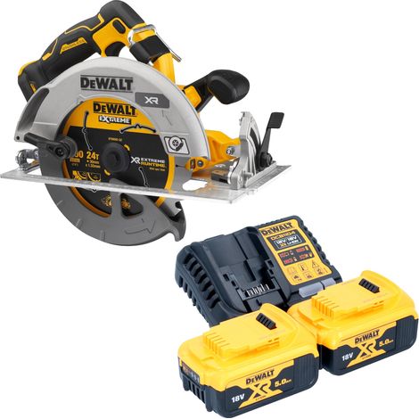 DeWalt DCS 573 P2 Sierra circular sin cable 18 V 190 x 30 mm sin escobillas + 2x batería 5.0 Ah + cargador (1/5)