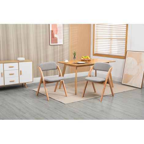 Sedie da pranzo pieghevoli 2 pezzi grigie in legno con seduta imbottita e schienale confortevole,79x54x60cm (1/5)