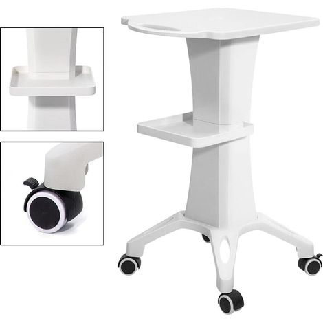 Carro de cosmética de 2 capas ABS Carro de salón de belleza portátil con ruedas SPA Salon Carro de trabajo para instrumentos de belleza