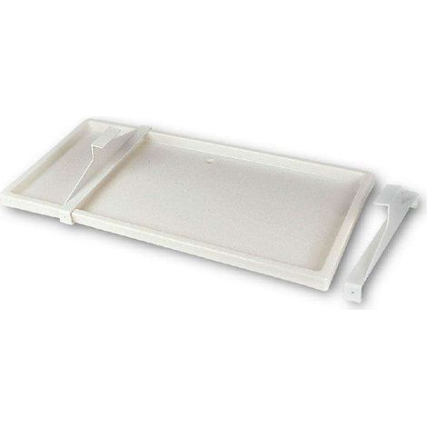 Bac à condensat 940x420 mm en PVC – Pour climatiseurs et pompes à chaleur – Crochet renforcé – Évacuation Ø16-20 mm – Castel