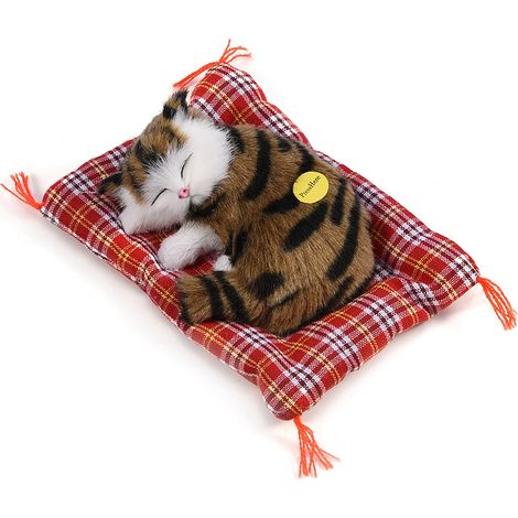 Peluche Chat Dormant pour Enfant (Noir Marron) (1/5)