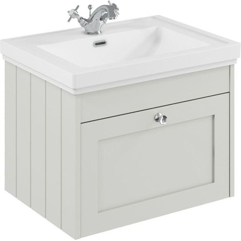 Balterley Butterton 600mm Wall Hung 1 Drawer Unit with Classic Basin 1 Tap Hole - Satin White