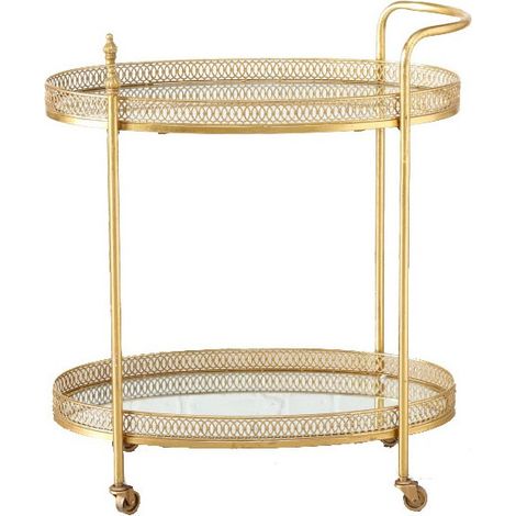 Desserte Table Apéritif Salon en Métal Doré et Plateaux Miroirs (1/5)
