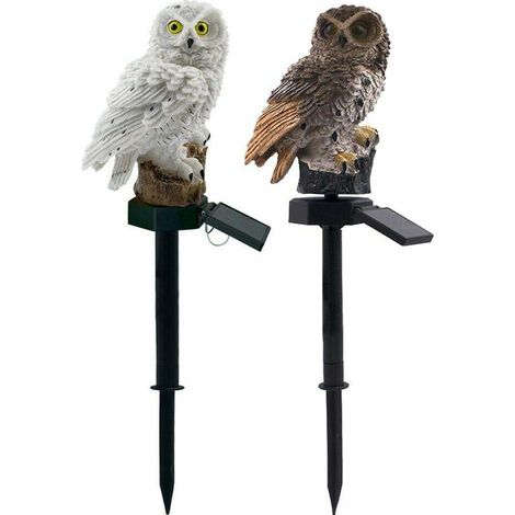 Lampes solaires pour porche, lampes en forme de hibou, lampes solaires de jardin en forme de hibou, lampes solaires LED d'extérieur, lampes décoratives de jardin au sol, adaptées aux allées, aux cours (1/5)