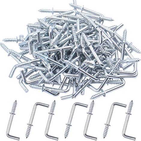 Crochet À Visser - 19 mm - Acier Galvanisé - Angle Droit - Auto-perçant - Anti-corrosion - Pour Bois Et Surfaces Dures - Lot De 100