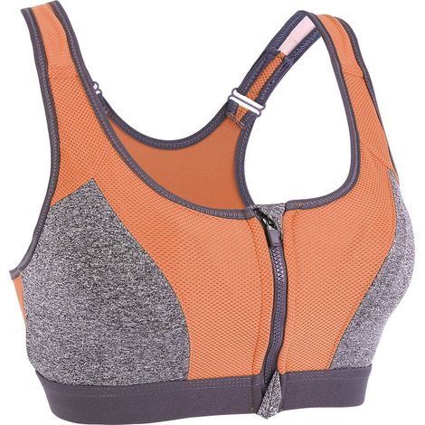 Soutien-gorge de sport sans fil rembourré anti-choc pour le yoga et le fitness (Orange L) (1/5)